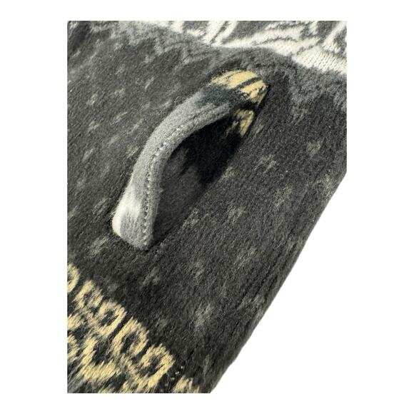 Yari Artesanias Medium Jacket Black Gray Ivory 100% Wool Llama Zip Hood Ecuador - Picture 6 of 10